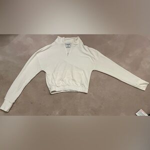 Gymshark Cream Colored Half-Zip Semi Cropped Pullover, size XS